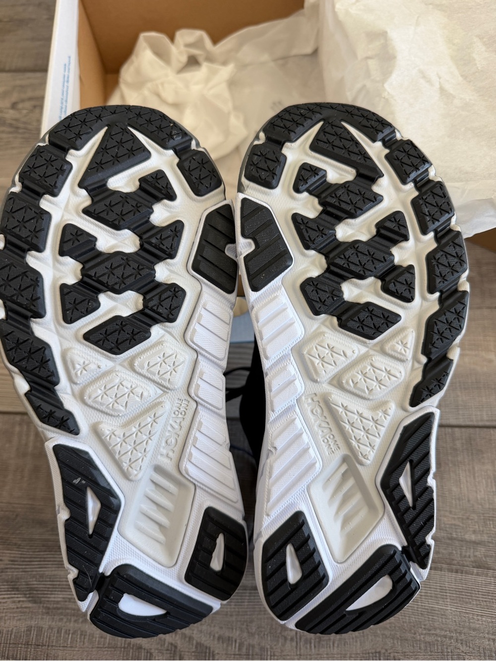 Hoka One One Black & White Women’s Running Sneaker - Picture 3 of 4